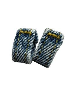 NWT Denim Fabric belt loop Hoop Earrings with Yellow Stitching western jeans